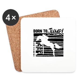 Born To Jump Show Jumping Retro Equine Show Jumper - Coasters (set of 4) - white - Front