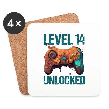 Level 14 Jahre Gaming 14er 14 Geburtstag - Untersetzer (4er-Set) - Weiß - Vorne
