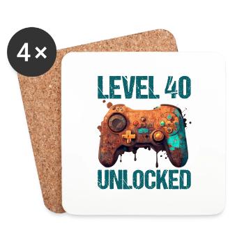 Level 40 Years Gaming 40s 40 Birthday - Coasters (set of 4) - white - Front