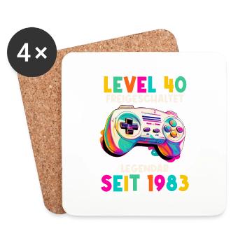 1983 Level 40 Jahre Gaming 40er 40 Geburtstag - Untersetzer (4er-Set) - Weiß - Vorne