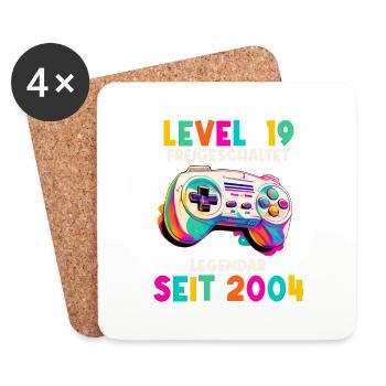 2004 Level 19 Jahre Gaming 19er 19 Geburtstag - Untersetzer (4er-Set) - Weiß - Vorne