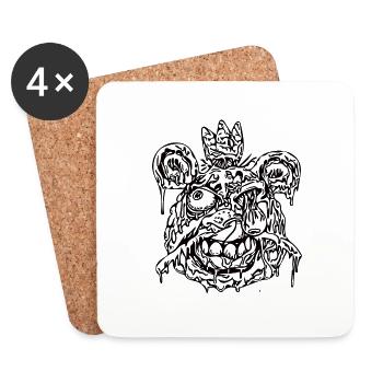 Zombie Kopf - Untersetzer (4er-Set) - Weiß - Vorne