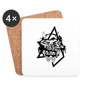 Oni Mask Japanisch - Untersetzer (4er-Set) - Weiß - Vorne