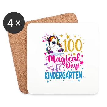 100 Magical days of Kinder Unicorn - Coasters (set of 4) - white - Front