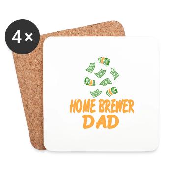Home Brewer DAD Retro Funny Travailler à la maison DAD - Dessous de verre (lot de 4) - blanc - Devant
