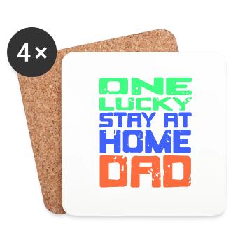 One Lucky Stay At Home DAD Retro Funny Designs - Coasters (set of 4) - white - Front