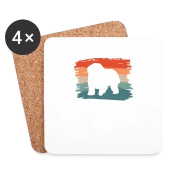 Vintage Retro Old English Sheepdog Dog Lover - Coasters (set of 4) - white - Front