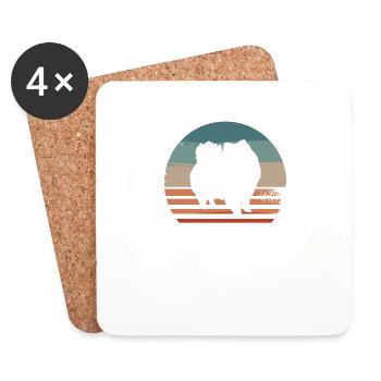 Vintage Retro Pomeranian Dog Lover - Coasters (set of 4) - white - Front
