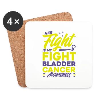 Survivant du cancer de la vessie Cancer de la vessie sous - Dessous de verre (lot de 4) - blanc - Devant