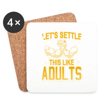 Let's Settle This Like Adults Retro Arm Wrestling - Coasters (set of 4) - white - Front