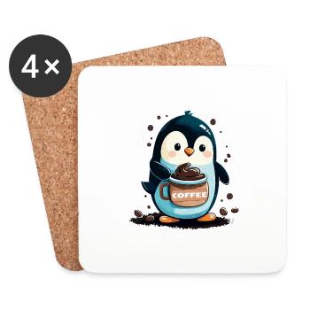 Penguin Coffee Coffee Cup Sweet - Coasters (set of 4) - white - Front