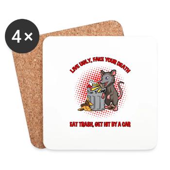 Conception d’opossum pour les fans d’opossum et les fans d’opossum - Dessous de verre (lot de 4) - blanc - Devant