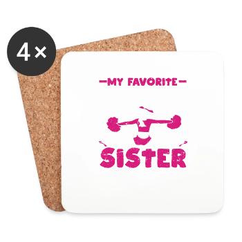 My favorite cheerleader is my sister - Coasters (set of 4) - white - Front