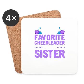 My favorite cheerleader is my sister - Coasters (set of 4) - white - Front