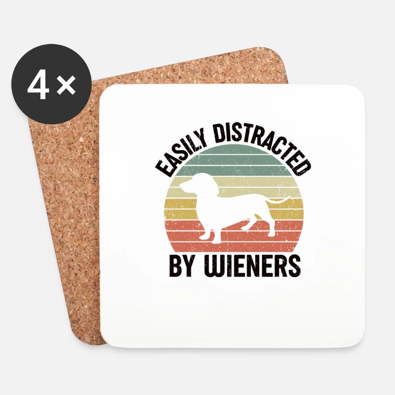 Dachshund Geschenk Dixie Wiener Doxie Dackel - Untersetzer (4er-Set) - Weiß