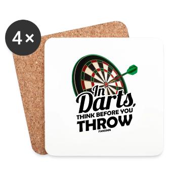 Dart in Bullseye on the dartboard - Coasters (set of 4) - white - Front