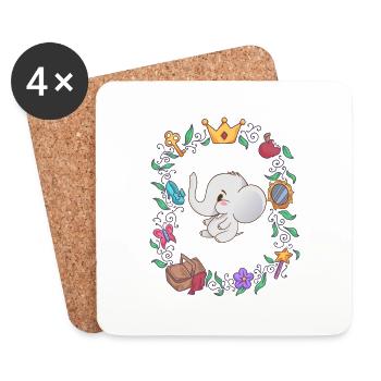 Baby elephant in the magical fairytale forest - Coasters (set of 4) - white - Front