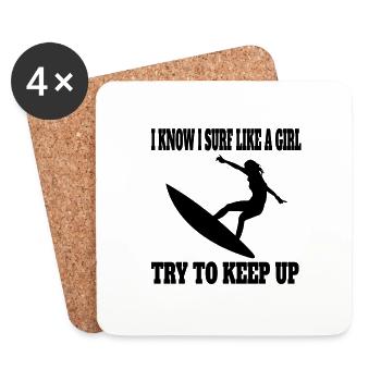 Surfer Moniteur de surf Planche de surf - Dessous de verre (lot de 4) - blanc - Devant