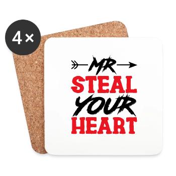 Mr Steal Your Heart Saint-Valentin - Dessous de verre (lot de 4) - blanc - Devant