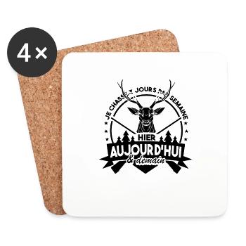 Chasse Homme Drole Chasseur - Dessous de verre (lot de 4) - blanc - Devant