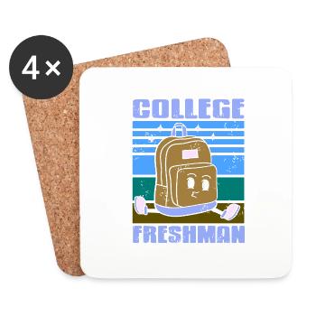 College Freshman Retro Vintage Freshman T-Shirt - Coasters (set of 4) - white - Front