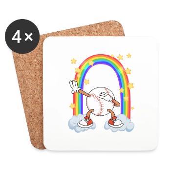 Baseball LGBTQ Softball Regenbogen dabbing - Untersetzer (4er-Set) - Weiß - Vorne