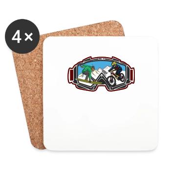 Mountain biking and snowboarding is a great mountain sport - Coasters (set of 4) - white - Front