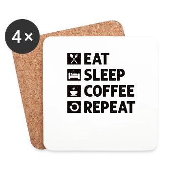 Café Sarcasme Amis Bonheur Joie Cappuccino - Dessous de verre (lot de 4) - blanc - Devant