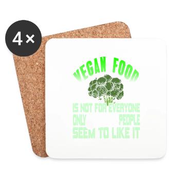 La nourriture végétalienne n’est pas pour tout le monde Rétro Drôle Vegan - Dessous de verre (lot de 4) - blanc - Devant