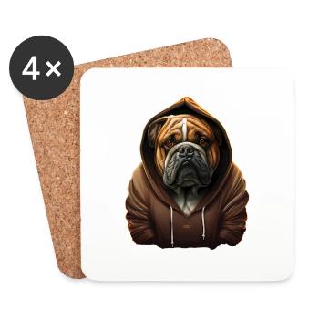 The Cool Sweater Bulldog - Coasters (set of 4) - white - Front