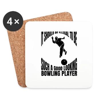 Bowling Kegel Geschenk Bowlingkugel Bowler Kegeln - Untersetzer (4er-Set) - Weiß - Vorne
