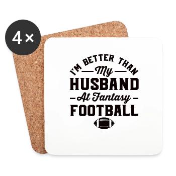 Fantasy Football Father Husband Fantasy Woman - Coasters (set of 4) - white - Front