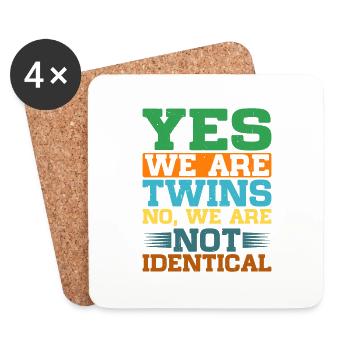 Oui, nous sommes jumeaux, non, nous ne sommes pas identiques 5 - Dessous de verre (lot de 4) - blanc - Devant