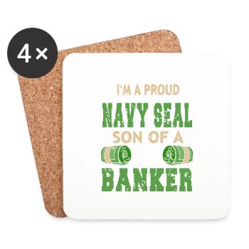 I'm A Proud NAVY SEAL Son Of A BANKER Cool Retro - Coasters (set of 4) - white - Front