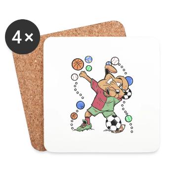 dab dog pet football ball sports sports - Coasters (set of 4) - white - Front