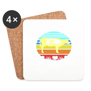 Just Grill It Retro Funny Farmer Farm Animals - Untersetzer (4er-Set) - Weiß - Vorne