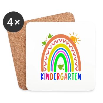 Kindergarten Rainbow Teacher Kids Back To School - Coasters (set of 4) - white - Front