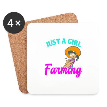 Just A Girl Who Loves Farming Retro Farmer T-Shirt - Untersetzer (4er-Set) - Weiß - Vorne