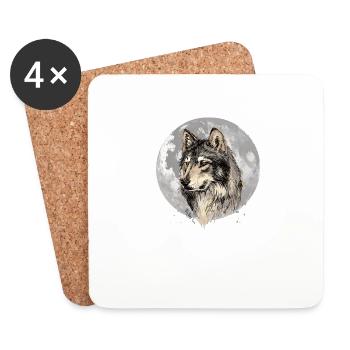 Wolf Squad Un loup retourne et hurle la lune - Dessous de verre (lot de 4) - blanc - Devant