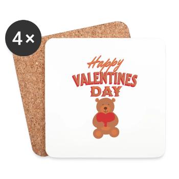 cadeau saint valentin - Saint valentin - Dessous de verre (lot de 4) - blanc - Devant