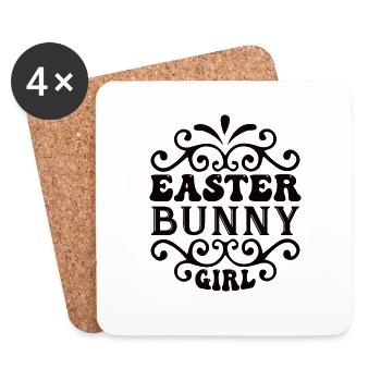 Für Kind - Osterhase, Ostern, Eiersuchen, Lustig - Untersetzer (4er-Set) - Weiß - Vorne