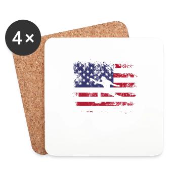 Retro Vintage amerikanische Flagge Fechten 4. Juli - Untersetzer (4er-Set) - Weiß - Vorne