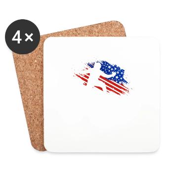 Fencer American Flag T-Shirt I Proud - Coasters (set of 4) - white - Front