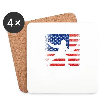 Fechter Amerikanische Flagge T-Shirt I Proud Fence - Untersetzer (4er-Set) - Weiß - Vorne