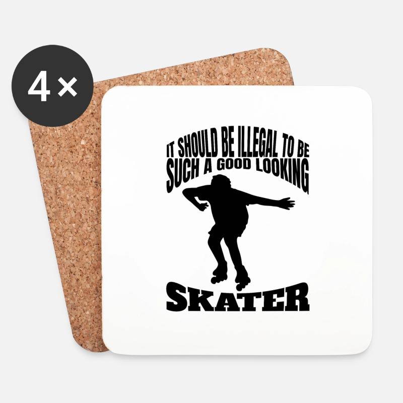 Rollschuh Inliner Skaterin Geschenk Inline skaten - Untersetzer (4er-Set) - Weiß