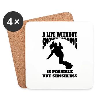 Snowboard Winter Sports Snowboarder Saying - Coasters (set of 4) - white - Front