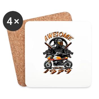 Awesome since 1979, biker's birthday - Coasters (set of 4) - white - Front