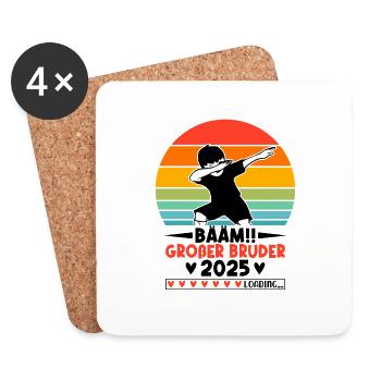 Bääm Großer Bruder Funny Brother 2025 Gift - Untersetzer (4er-Set) - Weiß - Vorne