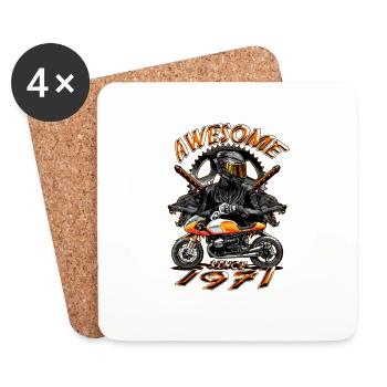 Awesome since 1971, biker's birthday - Coasters (set of 4) - white - Front