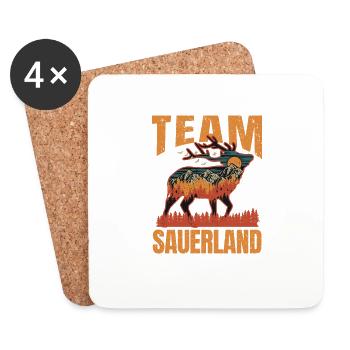 Team Sauerland Sauerländer Urlaub NRW - Untersetzer (4er-Set) - Weiß - Vorne